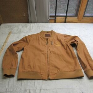 Java Monster Energy Jacket Womens XL Beige Duck Canvas Rugged Bomber Work Zip